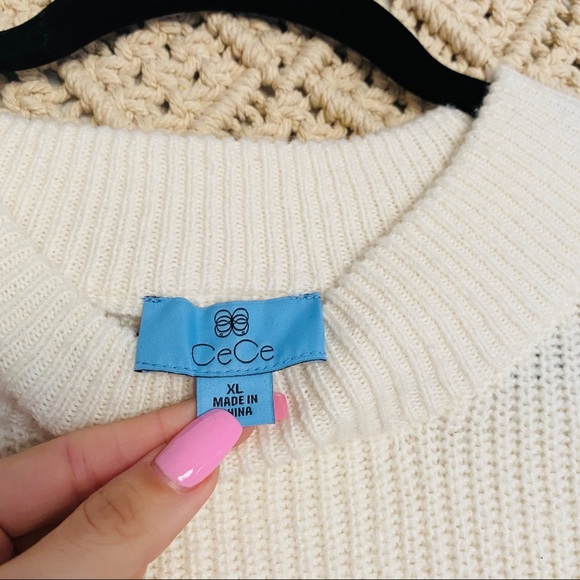 Sold CeCe Ivory Pom Sleeve Sweater - Picture 7 of 8